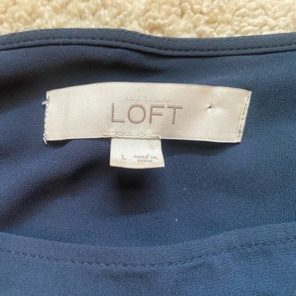 LOFT Blue Embroidered Blouse - Picture 5 of 7